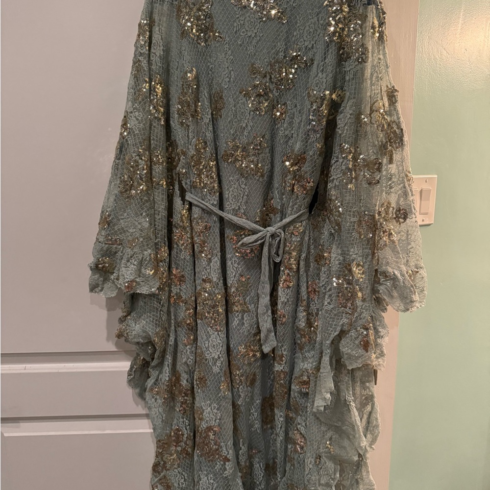 Chic Sequin Floral Dress with Tie Waist